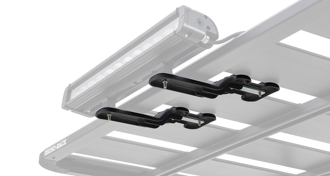 Roof rack with light bar on a white background