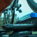 Close-up of a Rhino-Rack bike rack with blurred background