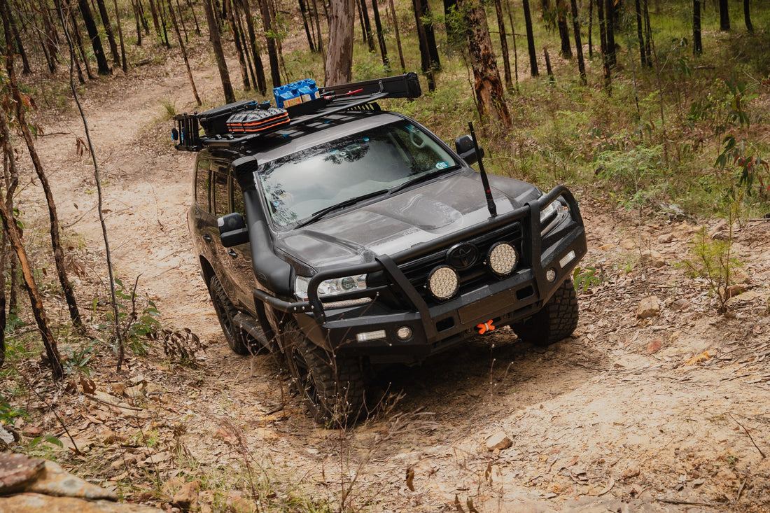 SUV overlanding with Rhino Rack mounting 