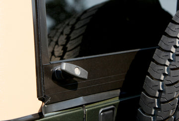lock on a rear window of Jeep hardtop